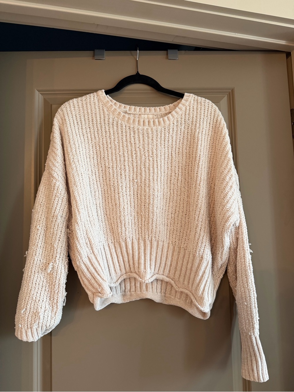 Altar'd State Neutral Cream Textured Crew Sweater